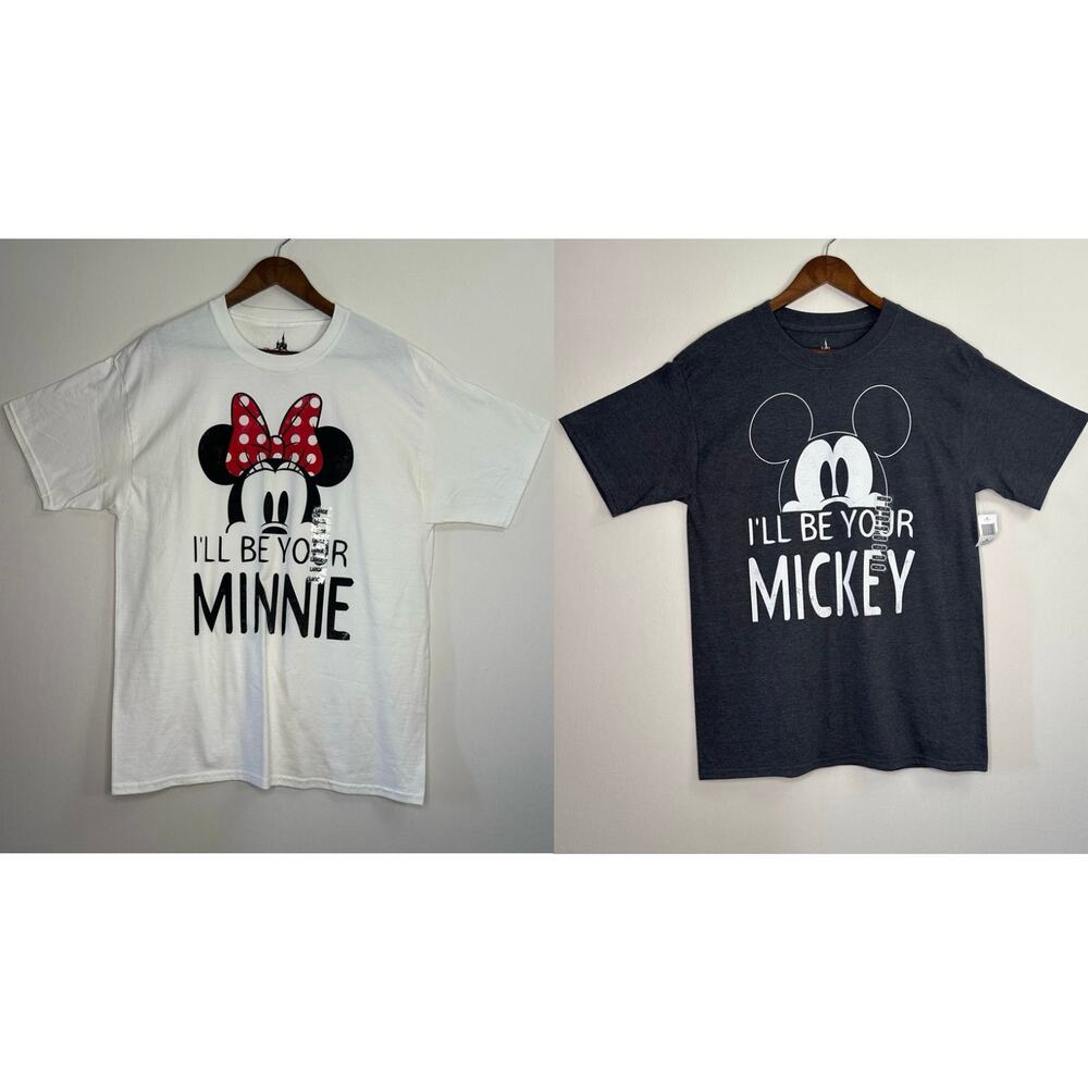 2 NWT Disney Parks Matching Mickey Minnie Couple Shirts